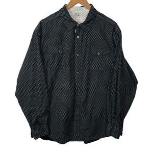 Alexander Julian Colours Shirt Mens 1X Black Dotted Flower Button Up Long Sleeve